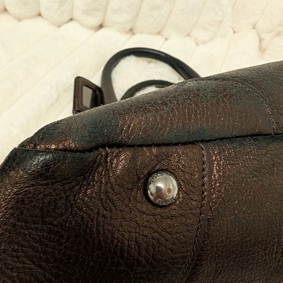 Prada Brown Vitello Daino Leather Medium Bauletto Logo Bag - Picture 10 of 14